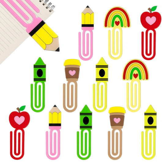 12 Pcs Jumbo Teacher Acrylic Paper Clips Paperclip Teacher Gift Clear Acrylic Jumbo Clips for Book Lovers Teacher Appreciation Gifts Office Supplies Librarian Staff Office Writing