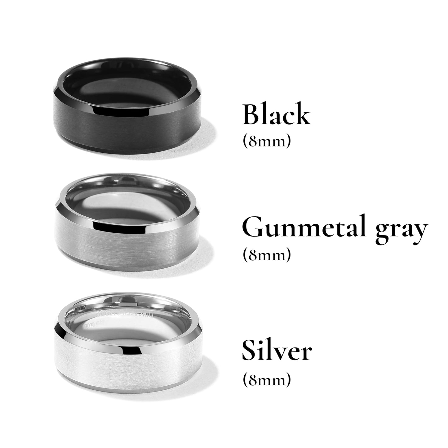 King Will 8mm Basic Wedding Ring For Men with Brushed Matte Surface Beveled Polished Edge Comfort Fit 9.5