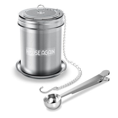 House Again Large Tea Infuser with Scoop, Extra Fine Mesh Tea Strainers for Loose Tea & Spice Infuser for Cooking, 304 Stainless Steel, Loose Leaf Tea Steeper for Brew Tea Spices & Seasonings