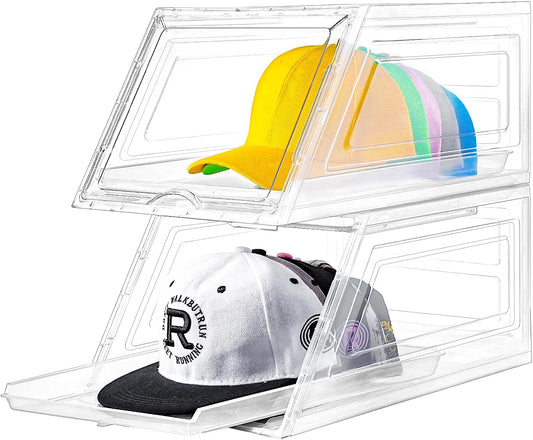 Skiennix Hat Organizer - Large Clear Baseball Cap Holder with Sliding Tray | 2 Pack, Holds 12 Hats