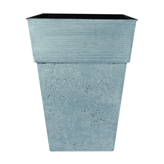 The HC Companies 18 Inch Avino Tall Square Planter - Decorative Indoor Outdoor Plant Pot for Front Porch, Deck, Patio and Home, Oxidized Black