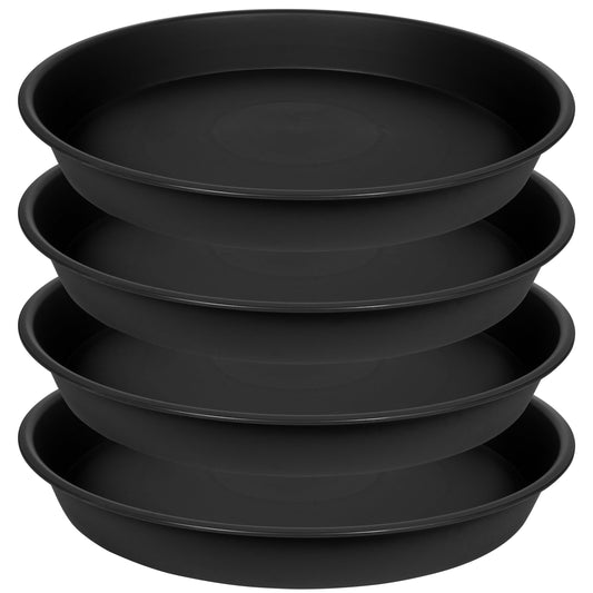 Angde 4 Pack of 14 inch Plant Saucer, Plant Saucer 14 Inch Round, Plant Trays for Pots, Plant Drip Tray, Plant Pot Saucers, Flower Pot Saucer, Plant Saucers for Indoors (14", Black)