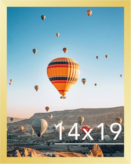 JCJMY 14x19 Gold Picture Frame - Shatter Resistant Plexiglass for Horizontal & Vertical Wall Display