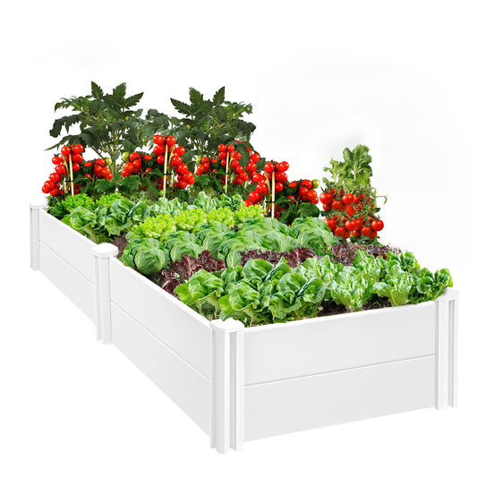 PASAMIC 8x4x1ft Vinyl Raised Garden Bed, Rust-Proof Outdoor Planter Box for Gardening, Durable Raised Plant Box with Open Bottom, DIY Above Ground for Fruit, Vegetables, Herbs
