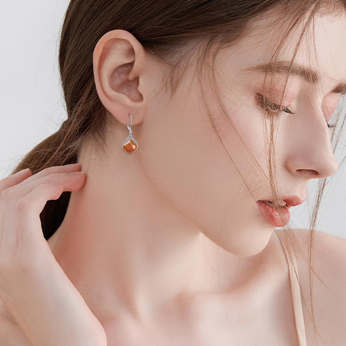 Orange Teardrop Earrings Sterling Silver Orange Agate Filigree Irish Celtic Teardrop Drop Earrings Jewelry Christmas Gifts For Women