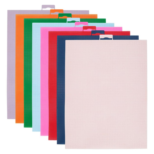 BENECREAT 8 Pcs 14 Count Plastic Canvas Sheets, 8 Colors Plastic Mesh Sheets, Eye Mesh for Embroidery Crafting, Cross Stitching, Knit Crochet Yarn Crafting, Rectangle, 8.3x11 Inch