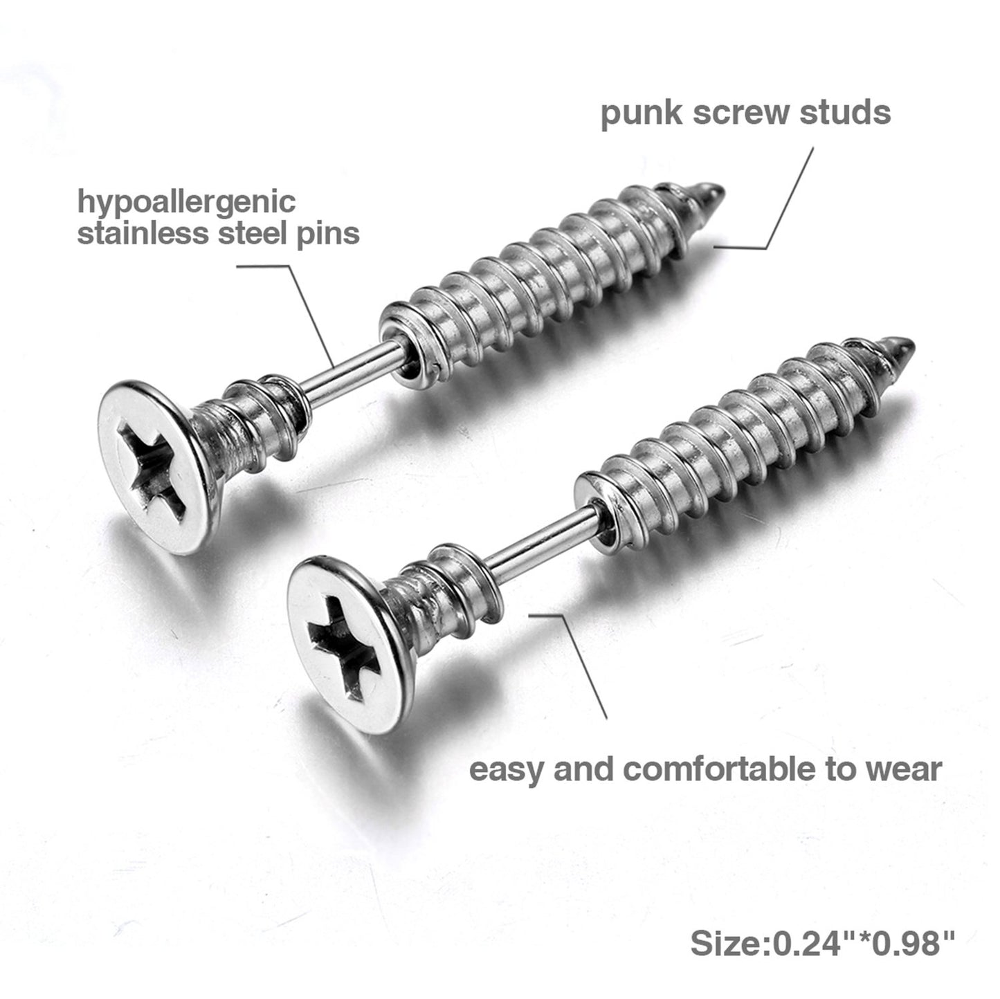 Aroncent 12PCS Men's Stainless Steel Fake Gauges Tunnel Cheater Piercing Jewelry Stud Earrings Set