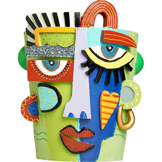 BJVF Picasso Abstract Face Planter Pots Funky Head Planters for Indoor Plants Colorful Flower Vase with Drainage Hole for Home Decor (Small)