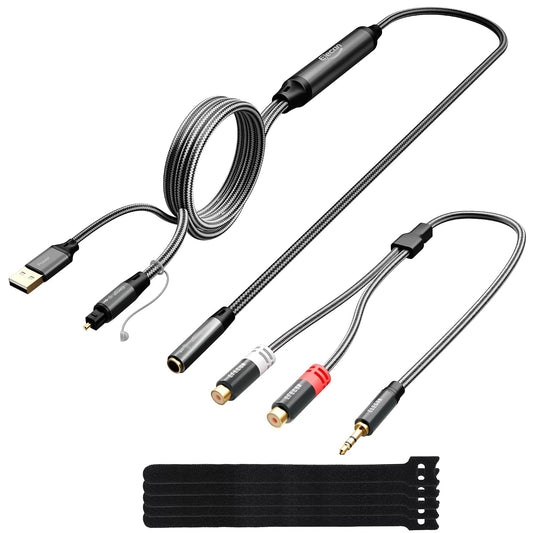 3.5mm 6.6 192kHz TV/PS4/DVD 2 Elecan Unidirectional Optical Male to AUX Female Audio Converter Cable Ft, DAC