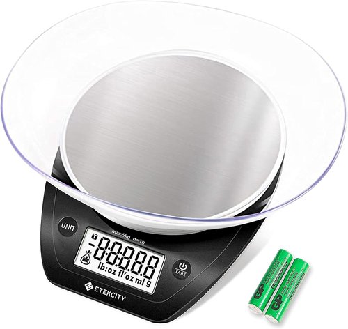 Etekcity Digital Food Scale - Accurate 0.1g Measurement for Weight Loss & Meal Prep | 11lb/5kg, Stainless Steel Black