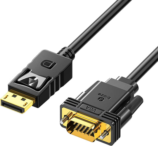 biaze 6ft, 1.8m 1080P DisplayPort to VGA Cable DP to VGA Male-to-Male Adapter, HD Video Converter Cord for Laptop, PC