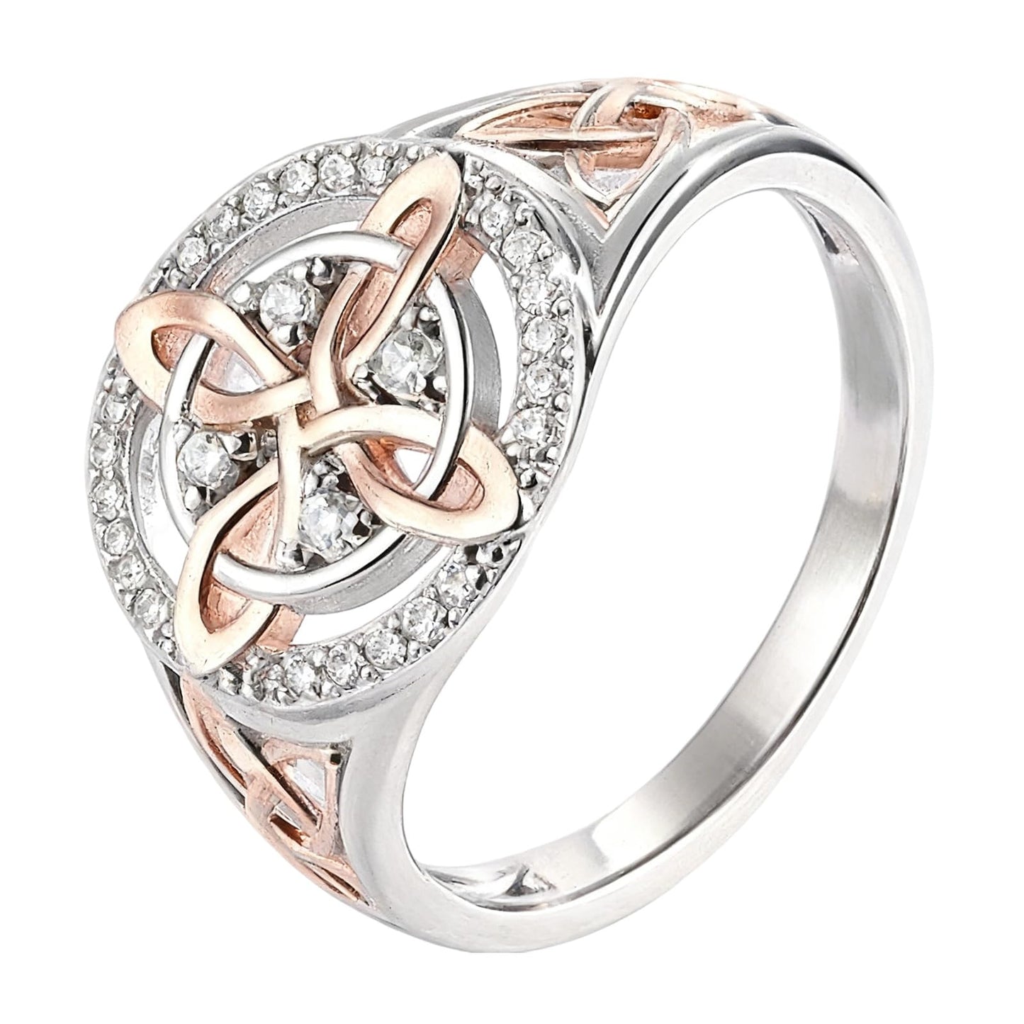 diyebof Women‘s Rings Copper Geometric Band Rings With Two Tone Zircon Accents Designed For Professional And Social Event In Sizes 6 To 10 (7)