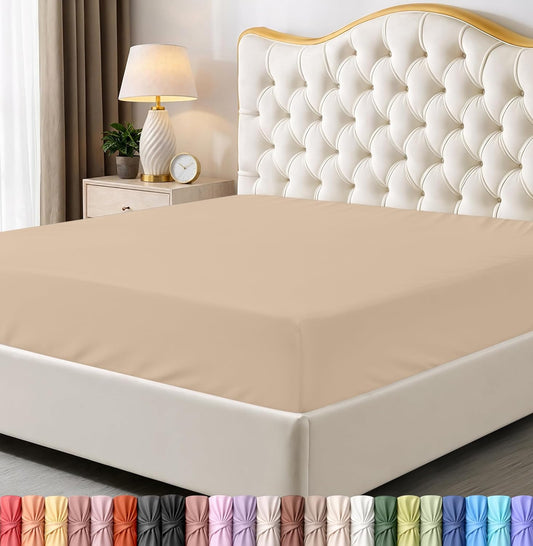 Utopia Bedding King Fitted Sheet - Deep Pocket Soft Microfiber - Fade Resistant & Easy Care (Beige)