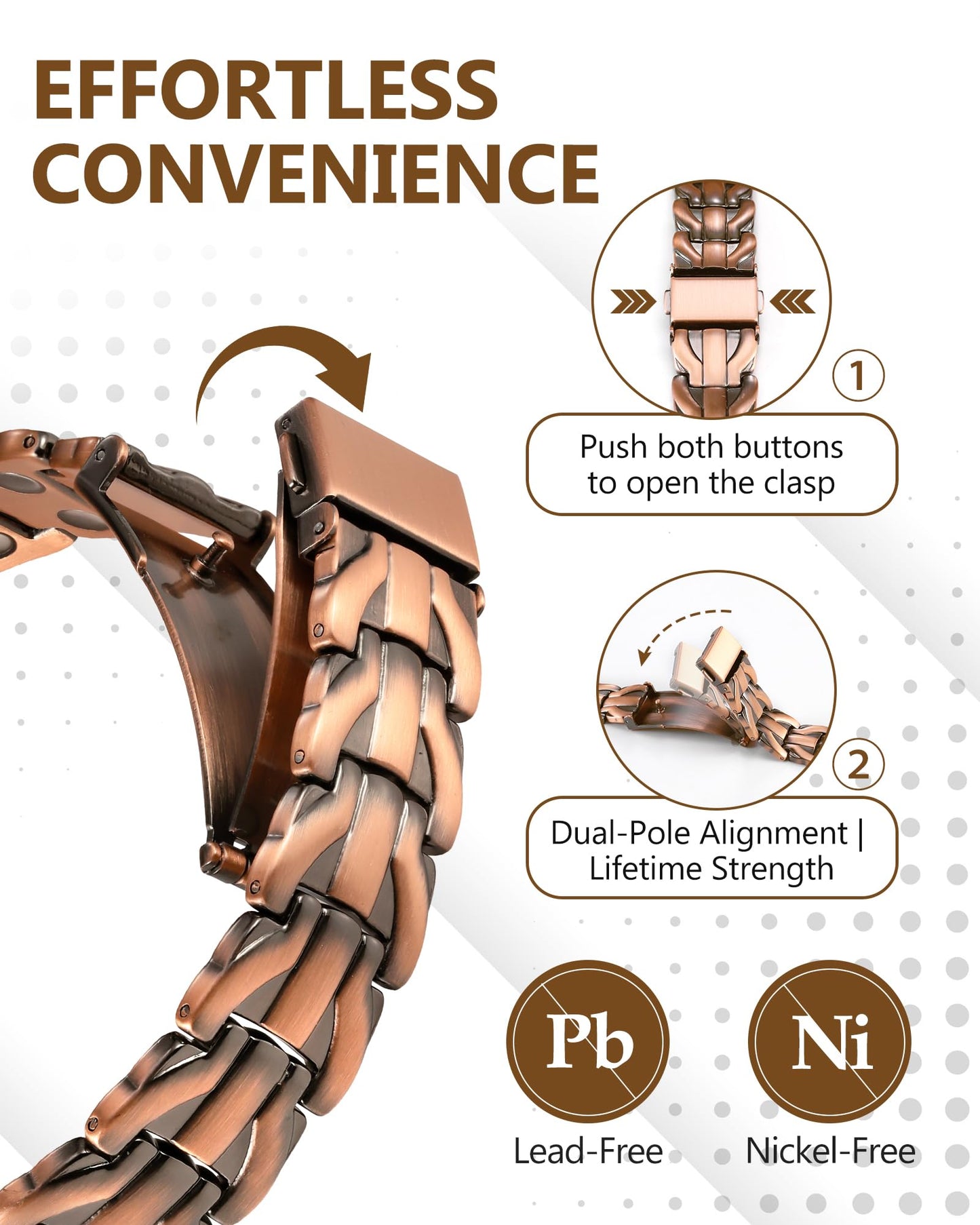 Feraco Copper Bracelet for Men,Magnetic Therapy Cooper Bracelets with 3800 Gauss Magnets, Men's Jewelry for Anniversary Father's Day
