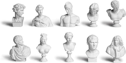 Garwor Mini Greek Mythology Figures - 10PCS Resin Bust Statues for Home Office Décor | 2.75" H
