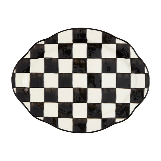 Mud Pie Checkered Platter; 13" x 17"