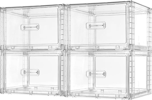 Vtopmart 18QT Clear Stackable Storage Drawers - Easy Assembly Closet Organizers | Medium Plastic Bins for Kitchen & Bathroom