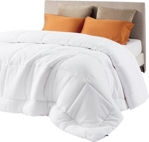 Bedsure Comforter Duvet Insert - All-Season Quilted Full Size Bedding, GentleSoft Down Alternative, White 86 x 82 Inches
