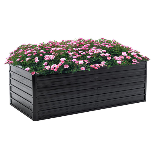 Thanaddo Galvanized Raised Garden Bed 6x3x2ft Outdoor Planter Box Galvanized Steel Garden Bed Kit for Vegetables, Flowers, Herbs and Succulents Black