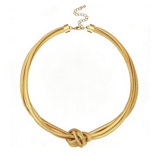 BONJOULRY Chunky 3 Layered Snake Chain Choker Necklace 14K Gold Plated Knot Chain Necklace Chunky Hip Hop Choker Necklaces for Women