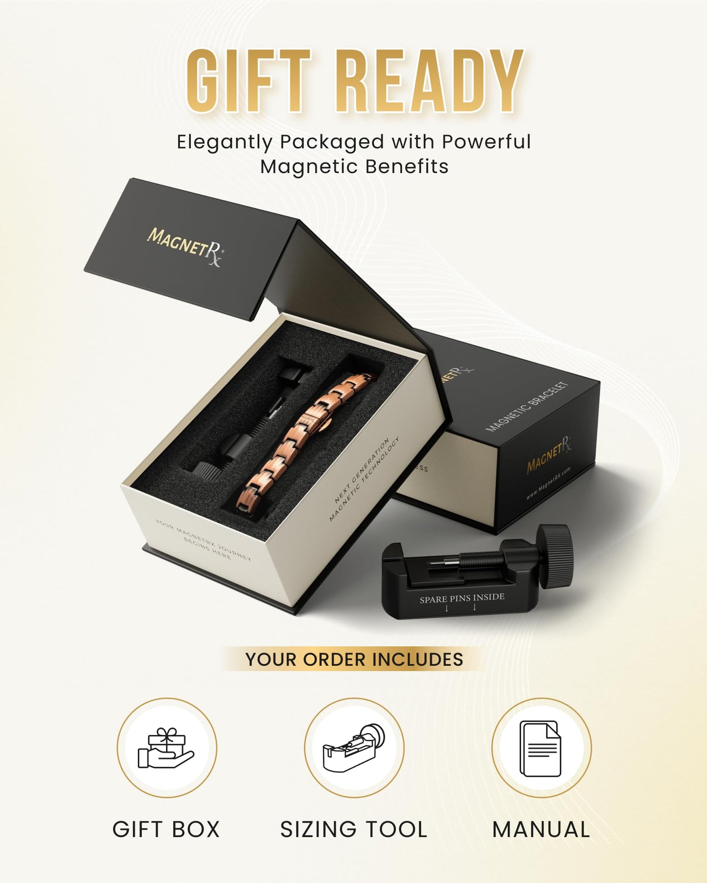 MagnetRX® Magnetic Copper Bracelets for Women - EllipseMAX 5X Strength 5,000 Gauss Magnets - Designed in USA & Patent Pending - Premium Womens Copper Bracelet with Adjustable Length