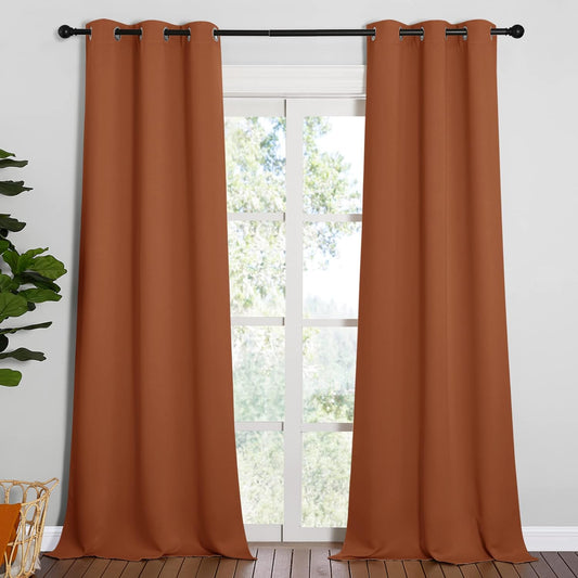 NICETOWN Room Darkening Drapes - Light Blocking Curtain Panels for Nursery | Soft Fabric, Burnt Orange, 42" x 95" (1 Pair)