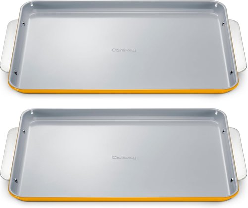 Caraway Non-Stick Ceramic Baking Sheet Duo - Non-Toxic, PTFE & PFOA Free - Ideal for Baking & Roasting - Large (18" x 13") - Marigold