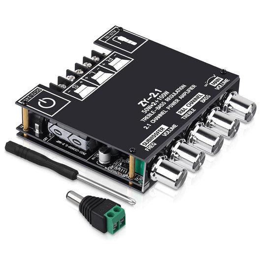 ZY-2.1 2.1CH 50W 2 +100W 5.1 Bluetooth Audio Amplifier Board, x Subwoofer Power Amp with Treble and Bass Control