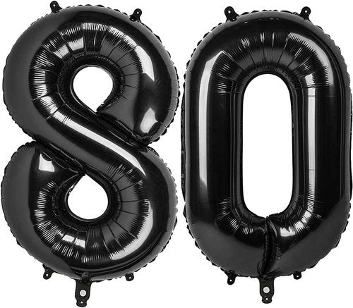 Black Number 80 Balloon - 40 Inch 80th Birthday Decorations for Men & Women | Perfect Party Supplies