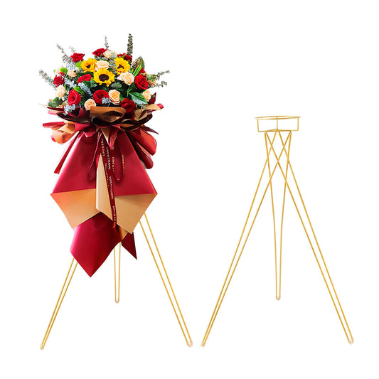Bigsee 2 Pcs Gold Flower Stand Display -41.3" Tall Flower Arrangement Stand, Metal Flower Pot Holder Rack for Wedding Centerpieces Opening Party Reception Aisle