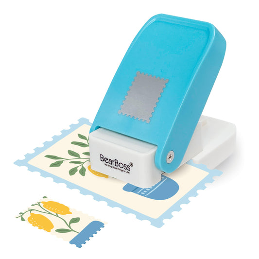 BearBoss Rectangular Postage Stamp Punch, 1 x 0.8 Inch Small Craft Lever Punch for DIY Card Making, Scrapbooking, and Handmade Paper Crafts