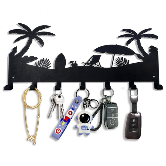 BooWoodNeonMetal Wall Mounted Key Rack | Metal Key Rack Hook Organizer | Metal Key Organizer with 7 Hooks Wall Decoration for Front Door, Hallway, Kitchen, Office