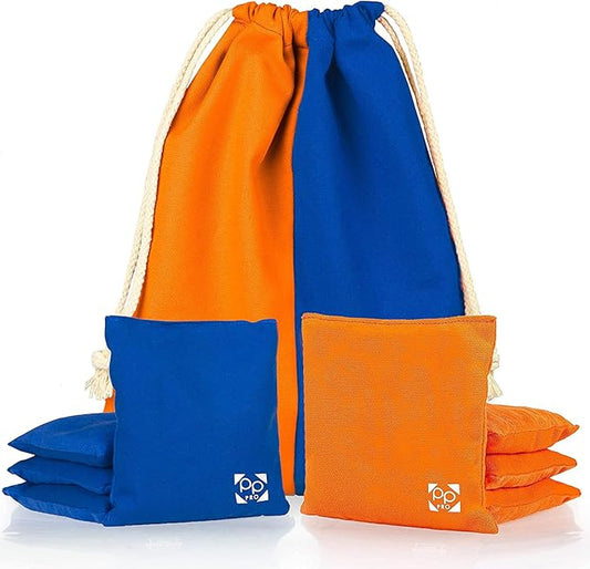 Professional Cornhole Bags - Set of 8 Regulation All Weather Double Sided - Sticky Side/Slick Side Bean Bags for Pro Corn Hole Game