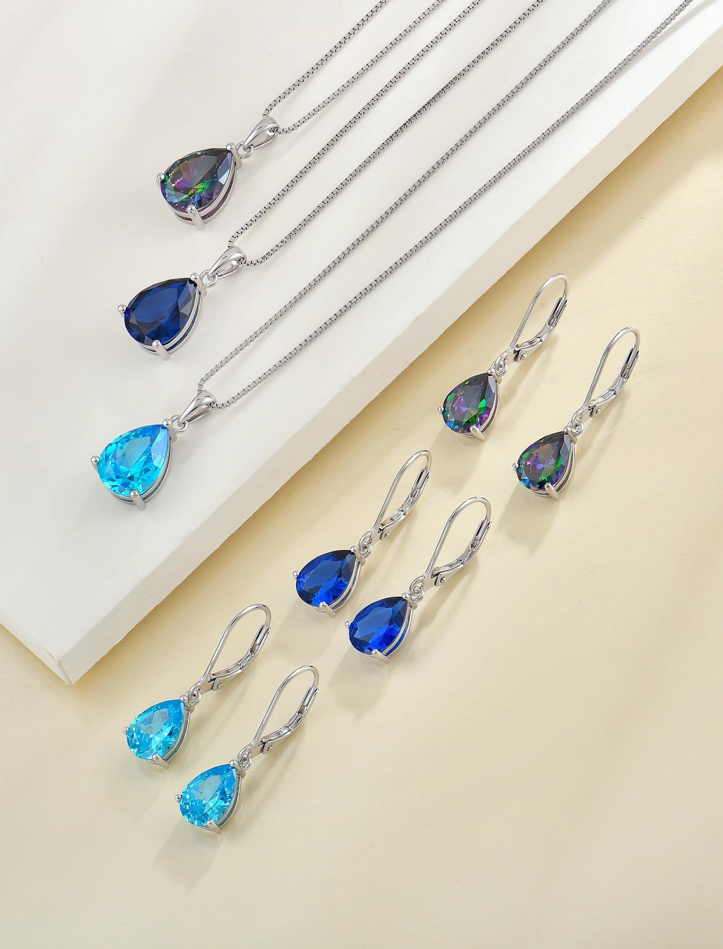 YL 925 Sterling Silver Teardrop Dangle Drop Earrings for Women 7x10 MM Solitaire Created Peridot Leverback Jewelry