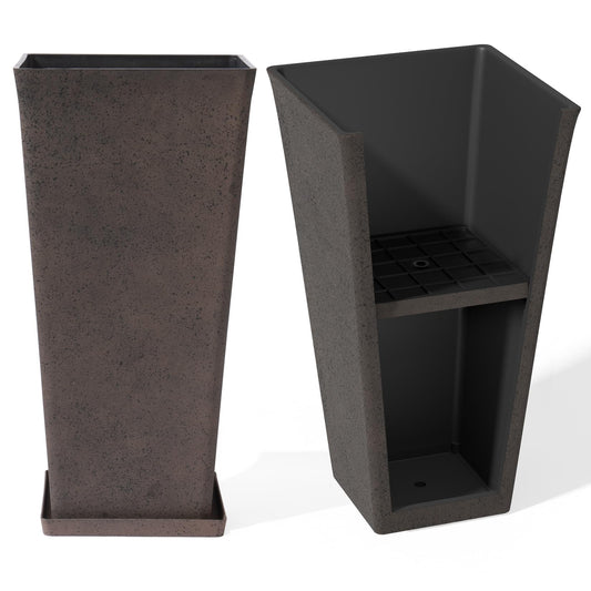 LA JOLIE MUSE 30 inch Tall Planters Set of 2, Indoor/Outdoor Rectangular Large V Shaped Taper Planters for Front Door