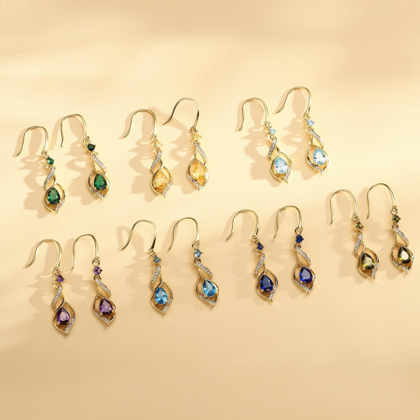 FANCIME 14K Gold Plated March Birthstone Dangle Earrings for Women Teardrop Aquamarine Earrings S925 Sterling Silver infinity Love Birthday Gifts for Mom Women