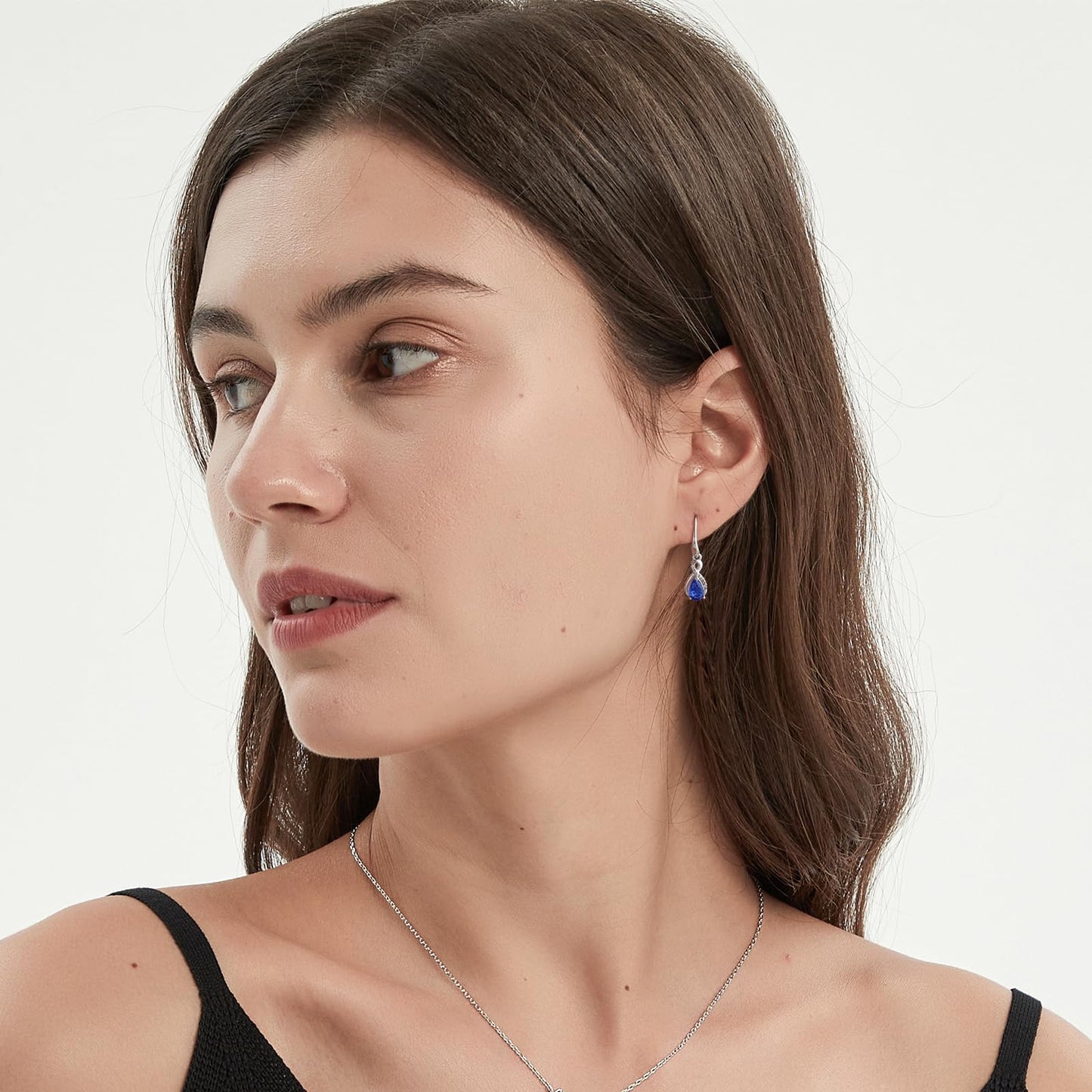 Infinity Birthstone Earrings 18K Gold Plated 925 Sterling Silver Teardrop Infinity Drop Dangle Earrings Created Diamond Jewelry Birthday Gifts for Women Her Mother Wife