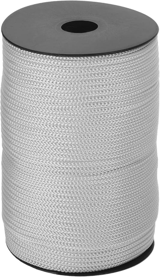 MECCANIXITY 5/32 Inch Polypropylene Rope Braided Ropes, 328ft Camping Rope Hollow Utility Cord for Clothesline, Hiking, Outdoor, Light Grey