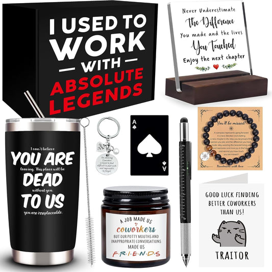 SIXVALA Coworker Leaving Gifts: 20 Oz Tumbler Farewell Basket for Coworkers, Boss, Teacher & Friends