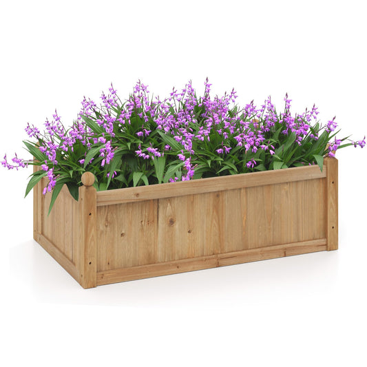 HAPPYGRILL Wood Raised Garden Bed, 46” x 24” x 16” Rectangular Flower Box w/Drainage Holes for Growing Vegetables, Flowers, Herbs, Outdoor Planter Box for Backyard Garden Lawn
