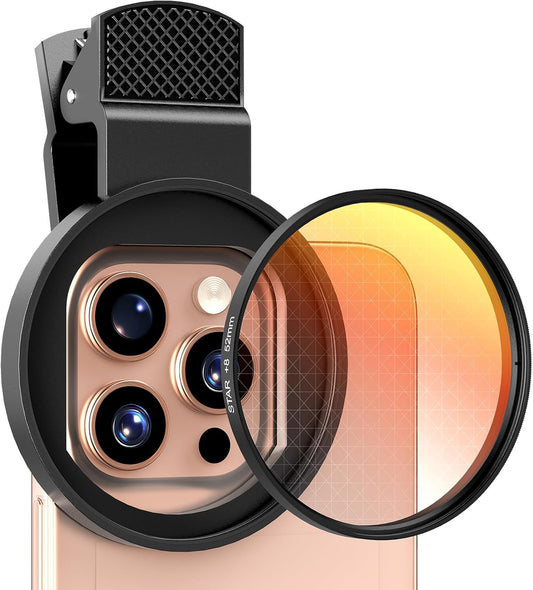 ALILUSSO 8 Filter,52mm 16/15/14/13 Points Star Rotatable Star Lens for iPhone Pro Max Moto Google Samsung TCL Phone
