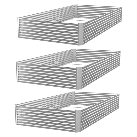 CATMANOR 3 Pack Corrugated Galvanized Steel Raised Garden Bed Outdoor, Metal Above Ground Garden Bed for Vegetables and Flowers, Rectangle Raised Beds for Gardening-36x18 inch