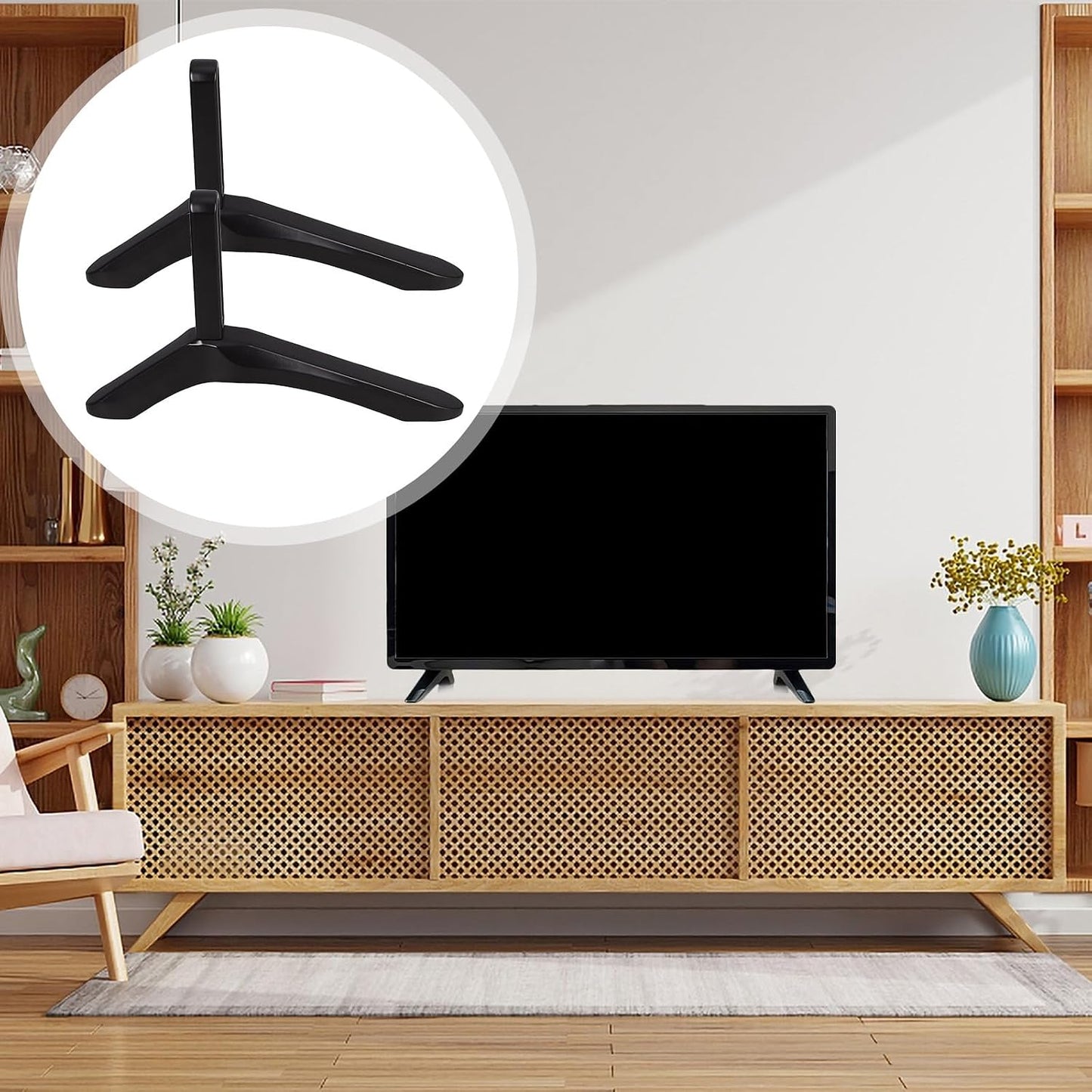 GARIOUANS Universal Tv Stand Tabletop Base with Screws Aluminum Alloy Tv Holder for Desktop Use Stable Television