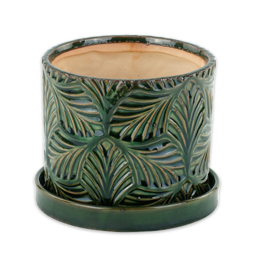 Napco 6" Green Leaf Planter with Saucer