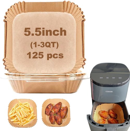 Cosori Small Air Fryer Liners - Disposable 5.5 Inch for 2.1QT, 2.6QT, and 3QT Models