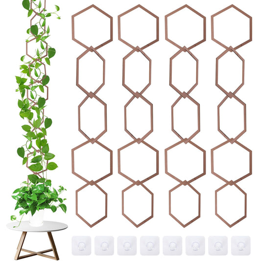 20pcs Chain Trellis for Climbing Plants, HSSZXFR DIY Plant Climber Support for Vines and Garden Wall Trellis, Indoor and Outdoor Accessories for Monstera Pothos Ivy Flower (Hexagonal)