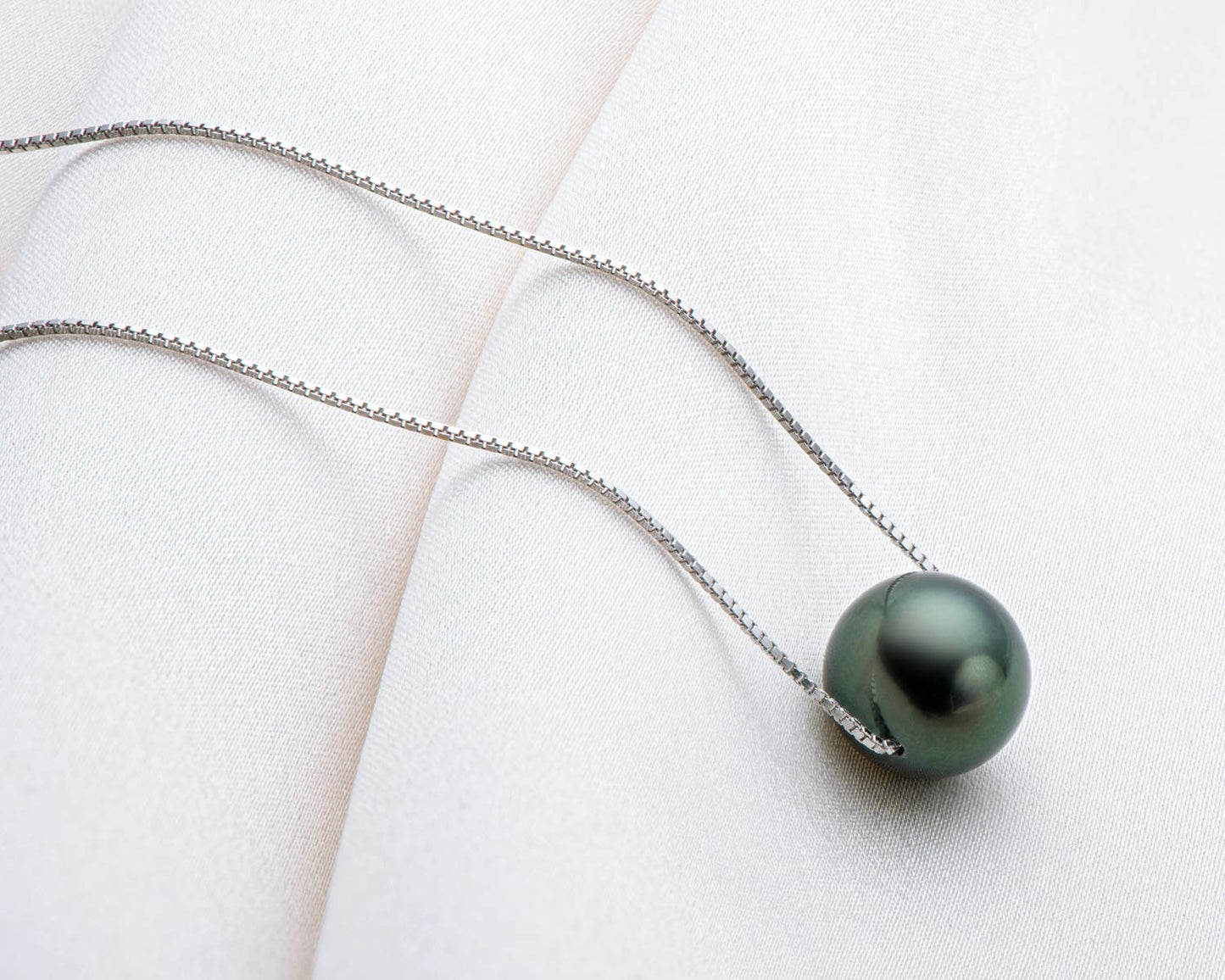 DENGGUANG Genuine Tahitian Black Pearl Necklace for Women, Sterling Silver 9-10mm Real Pearl Pendant Necklace, Anniversary Birthday Mothers Day Jewelry Gift for Mom Women