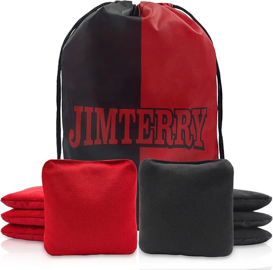 JIMTERRY Professional Cornhole Bags Set of 8 Dual Sided Corn Holes Bags Double Sided Regulation Slick and Stick Corn Hole Bean Bags for Pro Corn Hole Game