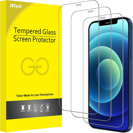 12/12 6.1-Inch, 9H 3-Pack JETech Full Coverage Screen Protector for iPhone Pro Tempered Glass Film Case-Friendly, HD