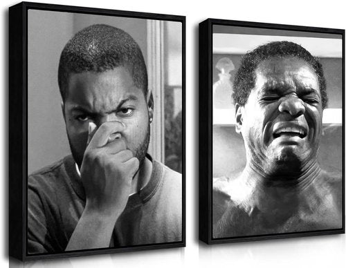 Funny Bathroom Canvas Wall Art Set by [Brand Name] - Vintage Comedy Movie Posters | Black Floating Frame, 12x16 in